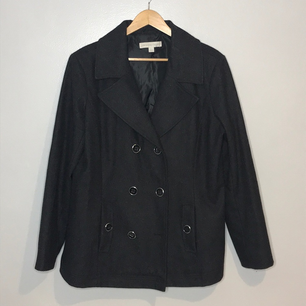 New York & Company Charcoal Pea Coat XL
